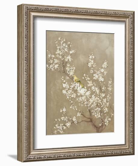 White Cherry Blossom II Neutral Crop Bird-Danhui Nai-Framed Premium Giclee Print