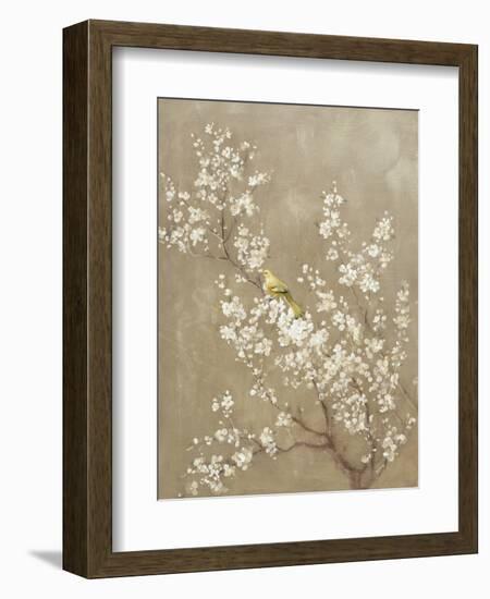 White Cherry Blossom II Neutral Crop Bird-Danhui Nai-Framed Premium Giclee Print