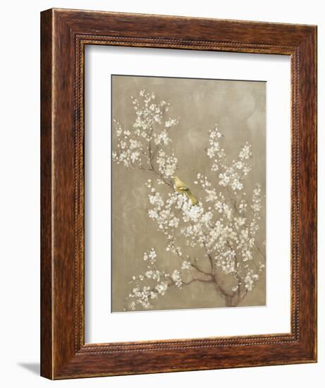 White Cherry Blossom II Neutral Crop Bird-Danhui Nai-Framed Premium Giclee Print