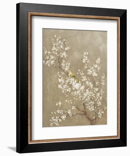 White Cherry Blossom II Neutral Crop Bird-Danhui Nai-Framed Premium Giclee Print