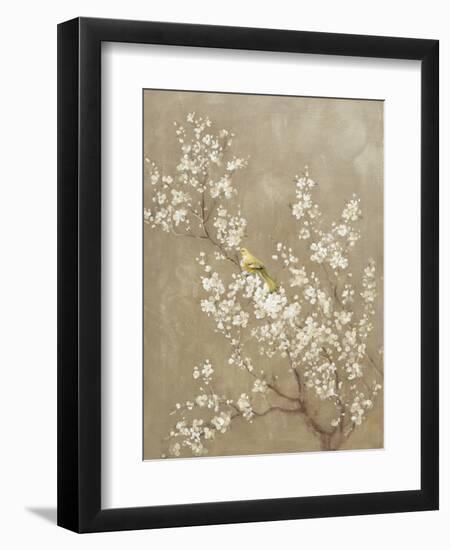 White Cherry Blossom II Neutral Crop Bird-Danhui Nai-Framed Premium Giclee Print