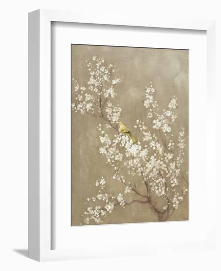 White Cherry Blossom II Neutral Crop Bird-Danhui Nai-Framed Premium Giclee Print