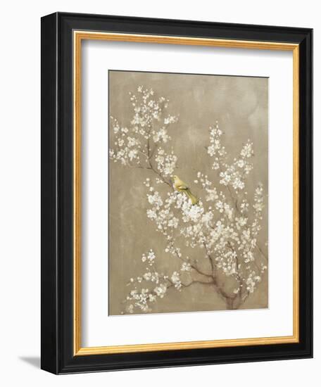 White Cherry Blossom II Neutral Crop Bird-Danhui Nai-Framed Premium Giclee Print