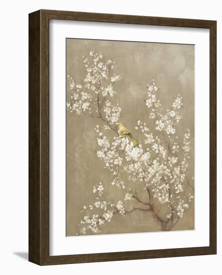 White Cherry Blossom II Neutral Crop Bird-Danhui Nai-Framed Art Print