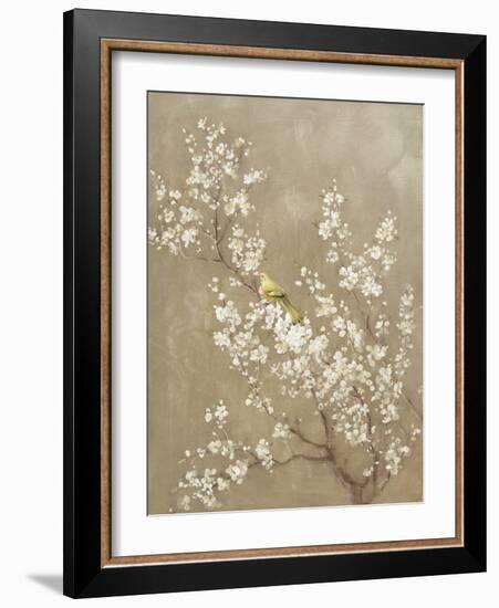 White Cherry Blossom II Neutral Crop Bird-Danhui Nai-Framed Art Print