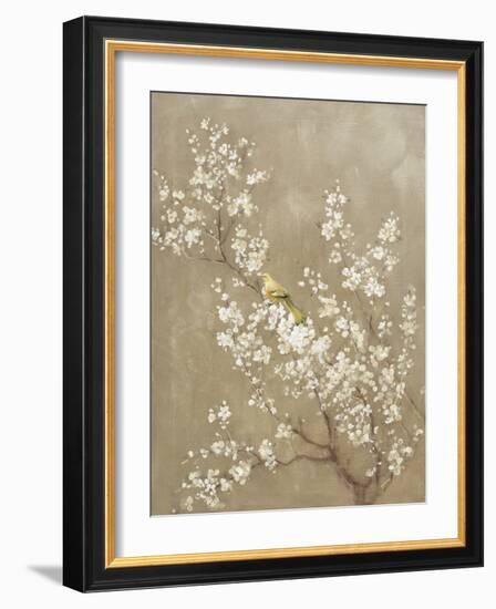 White Cherry Blossom II Neutral Crop Bird-Danhui Nai-Framed Art Print