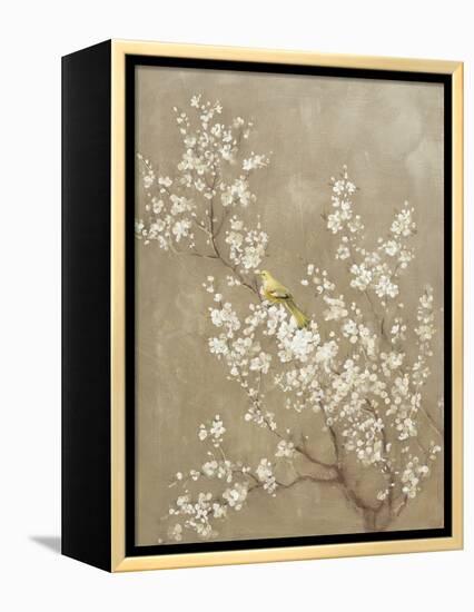 White Cherry Blossom II Neutral Crop Bird-Danhui Nai-Framed Stretched Canvas