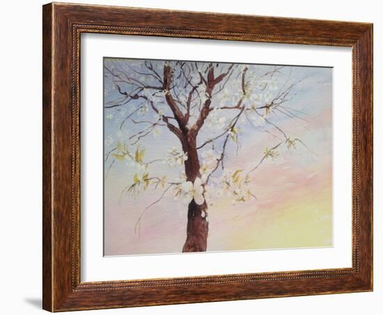 White Cherry Blossom-Mary Smith-Framed Giclee Print