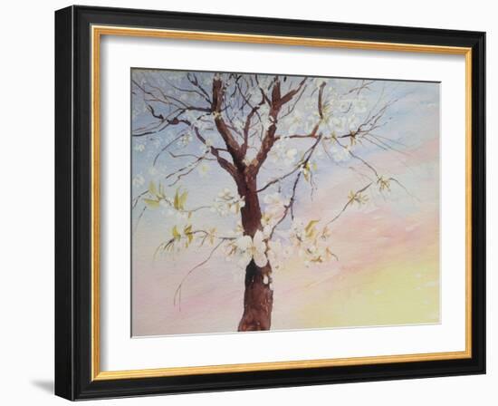 White Cherry Blossom-Mary Smith-Framed Giclee Print