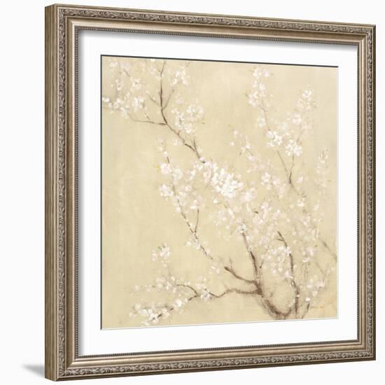 White Cherry Blossoms I Linen Crop-Danhui Nai-Framed Premium Giclee Print