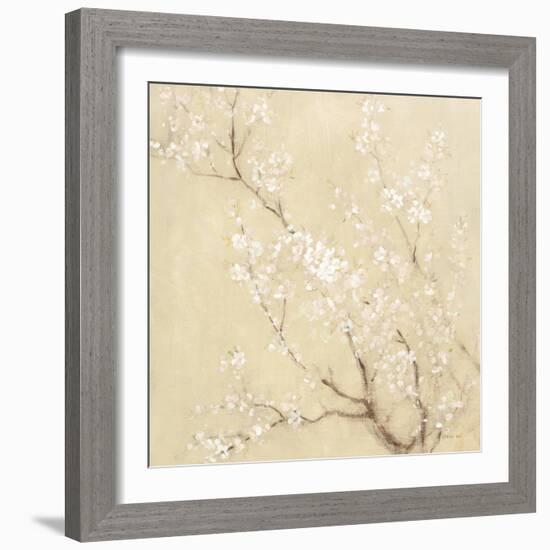 White Cherry Blossoms I Linen Crop-Danhui Nai-Framed Premium Giclee Print