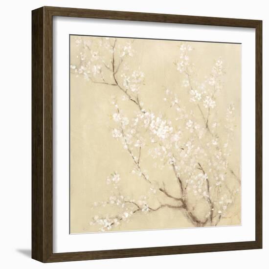 White Cherry Blossoms I Linen Crop-Danhui Nai-Framed Premium Giclee Print