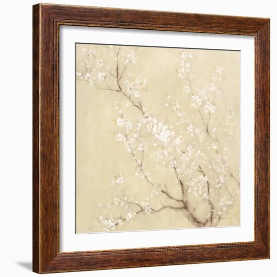 White Cherry Blossoms I Linen Crop-Danhui Nai-Framed Premium Giclee Print