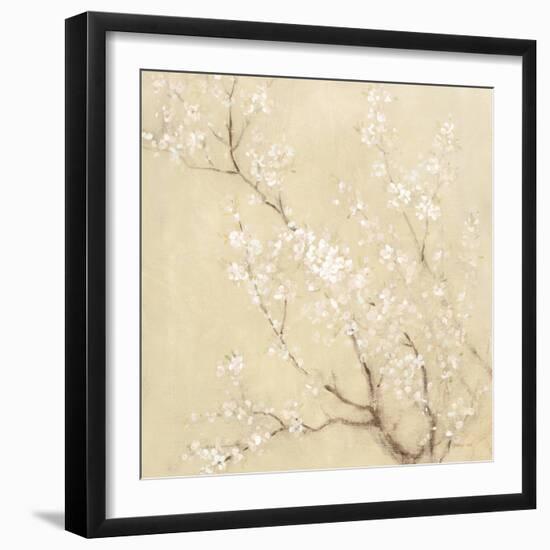 White Cherry Blossoms I Linen Crop-Danhui Nai-Framed Premium Giclee Print