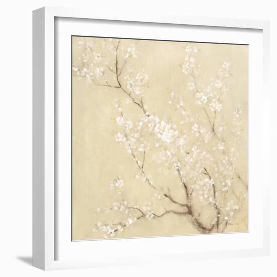 White Cherry Blossoms I Linen Crop-Danhui Nai-Framed Premium Giclee Print