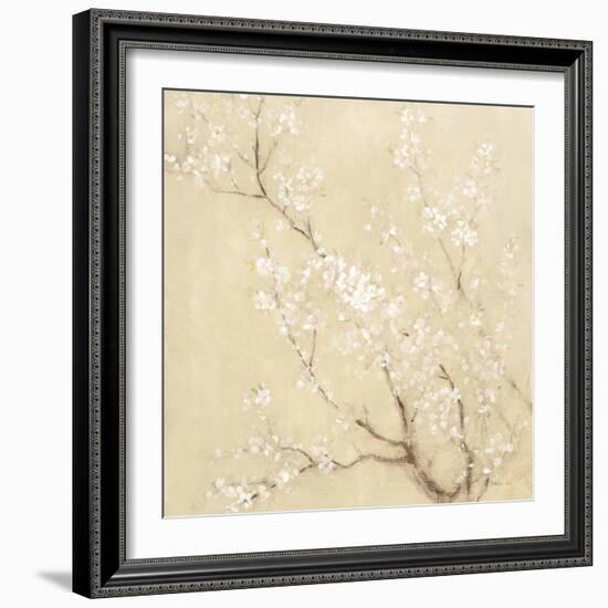 White Cherry Blossoms I Linen Crop-Danhui Nai-Framed Premium Giclee Print