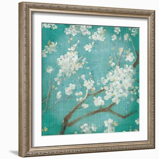 White Cherry Blossoms I on Blue Aged No Bird-Danhui Nai-Framed Art Print