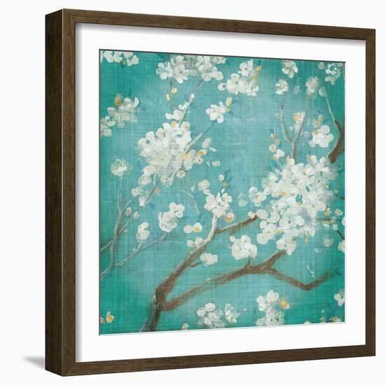 White Cherry Blossoms I on Blue Aged No Bird-Danhui Nai-Framed Art Print