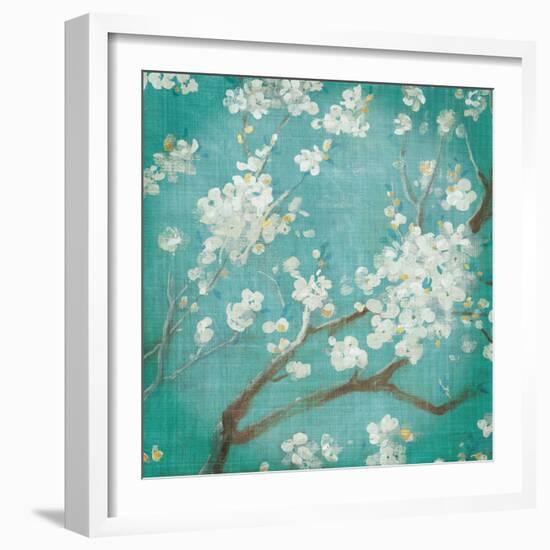 White Cherry Blossoms I on Blue Aged No Bird-Danhui Nai-Framed Art Print