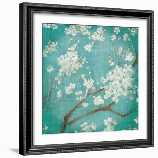 White Cherry Blossoms I on Blue Aged No Bird-Danhui Nai-Framed Art Print