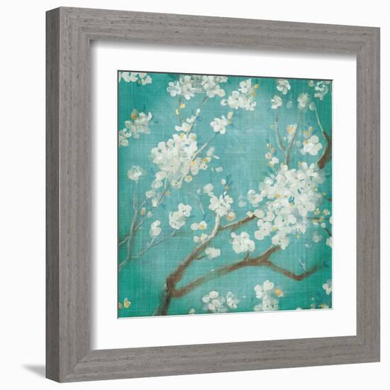 White Cherry Blossoms I on Blue Aged No Bird-Danhui Nai-Framed Art Print