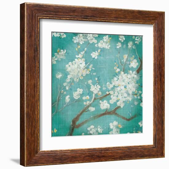 White Cherry Blossoms I on Blue Aged No Bird-Danhui Nai-Framed Art Print