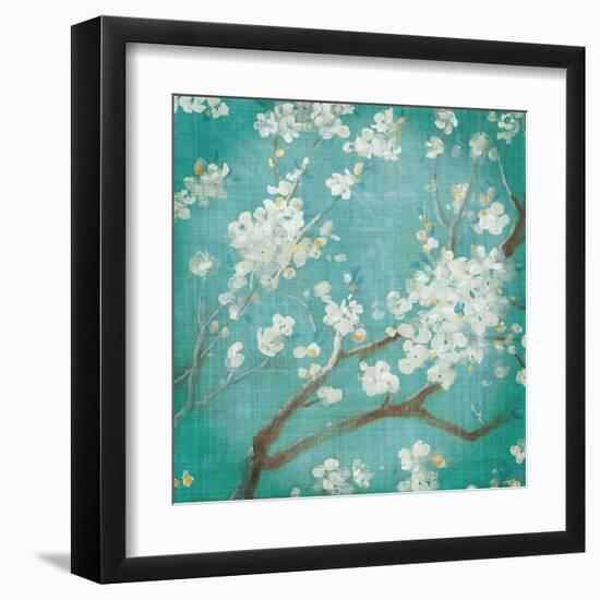 White Cherry Blossoms I on Blue Aged No Bird-Danhui Nai-Framed Art Print