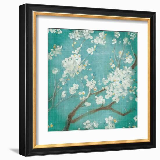 White Cherry Blossoms I on Blue Aged No Bird-Danhui Nai-Framed Art Print