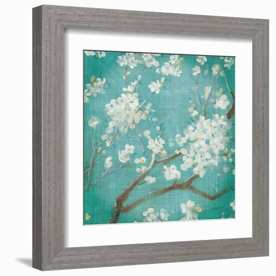 White Cherry Blossoms I on Blue Aged No Bird-Danhui Nai-Framed Art Print