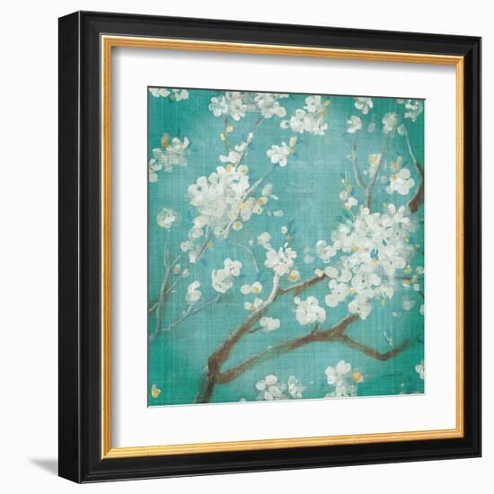 White Cherry Blossoms I on Blue Aged No Bird-Danhui Nai-Framed Art Print