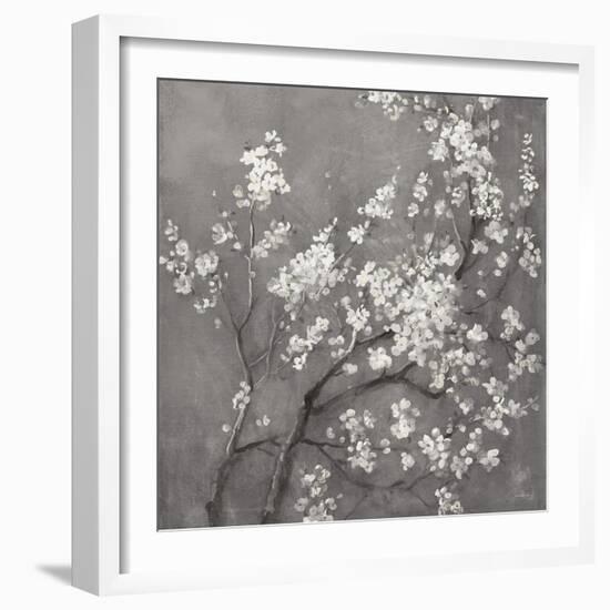 White Cherry Blossoms I on Grey Crop-Danhui Nai-Framed Art Print