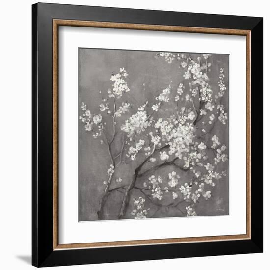 White Cherry Blossoms I on Grey Crop-Danhui Nai-Framed Art Print