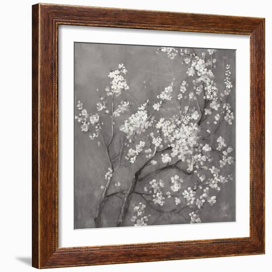 White Cherry Blossoms I on Grey Crop-Danhui Nai-Framed Premium Giclee Print