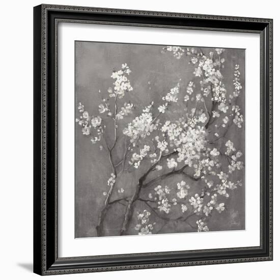 White Cherry Blossoms I on Grey Crop-Danhui Nai-Framed Premium Giclee Print