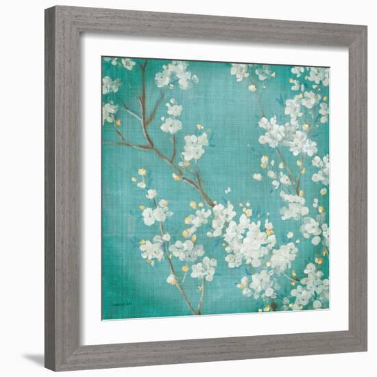 White Cherry Blossoms II on Blue Aged No Bird-Danhui Nai-Framed Premium Giclee Print