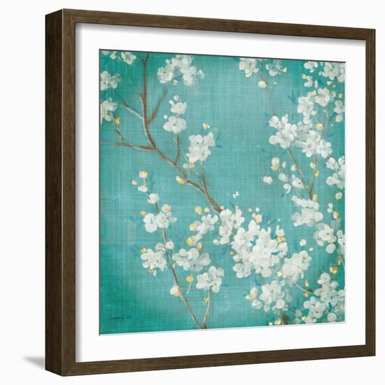 White Cherry Blossoms II on Blue Aged No Bird-Danhui Nai-Framed Premium Giclee Print