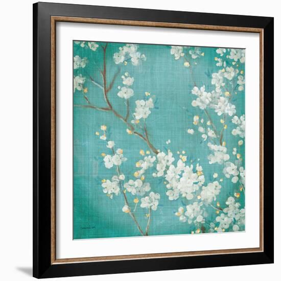 White Cherry Blossoms II on Blue Aged No Bird-Danhui Nai-Framed Premium Giclee Print