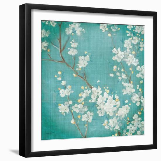 White Cherry Blossoms II on Blue Aged No Bird-Danhui Nai-Framed Premium Giclee Print