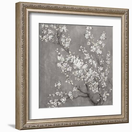 White Cherry Blossoms II on Grey Crop-Danhui Nai-Framed Art Print