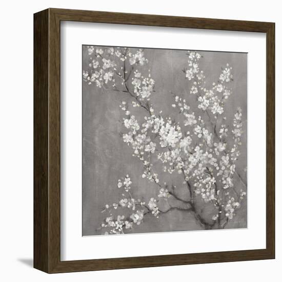 White Cherry Blossoms II on Grey Crop-Danhui Nai-Framed Art Print