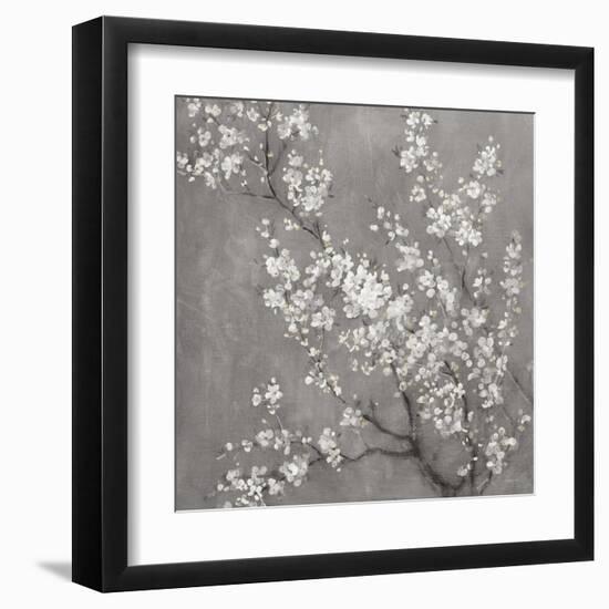 White Cherry Blossoms II on Grey Crop-Danhui Nai-Framed Art Print