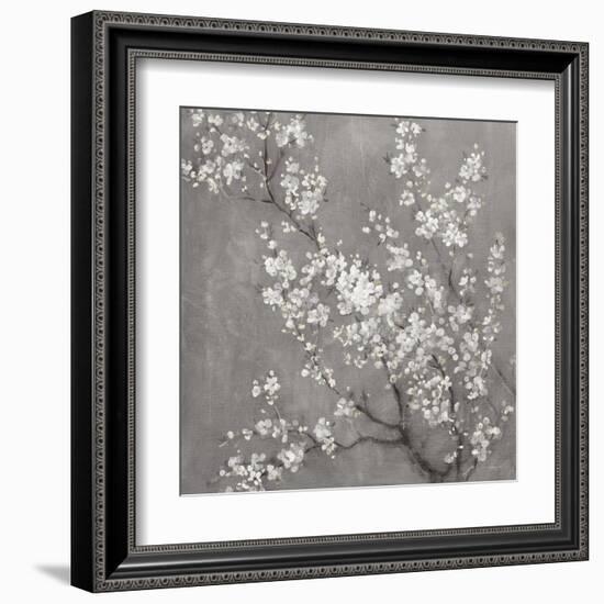 White Cherry Blossoms II on Grey Crop-Danhui Nai-Framed Art Print