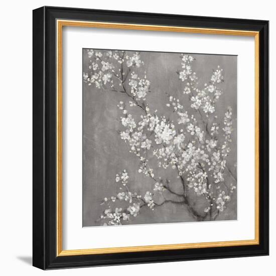 White Cherry Blossoms II on Grey Crop-Danhui Nai-Framed Art Print