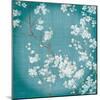 White Cherry Blossoms II on Teal Aged no Bird-Danhui Nai-Mounted Art Print