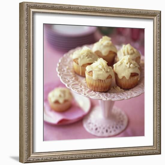 White Chocolate Muffins on Cake Stand-Michael Paul-Framed Photographic Print