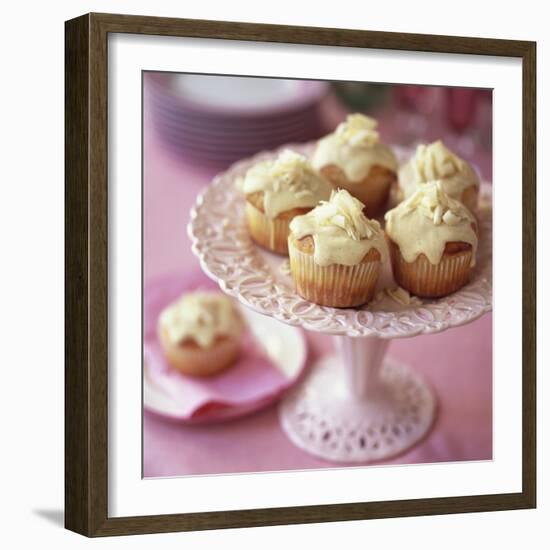 White Chocolate Muffins on Cake Stand-Michael Paul-Framed Photographic Print