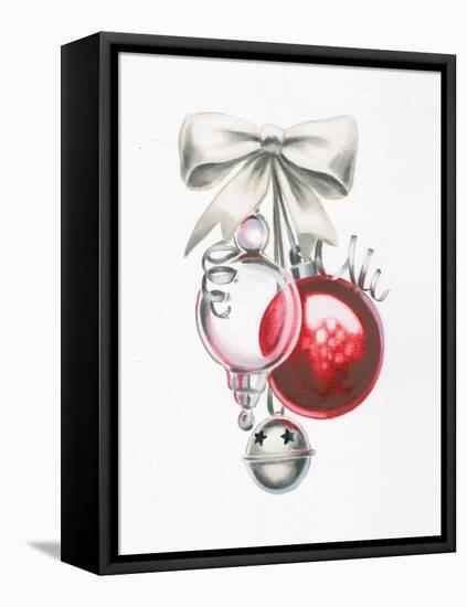 White Christmas Bow and Ornaments-Marco Fabiano-Framed Stretched Canvas