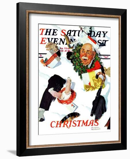 "White Christmas" Saturday Evening Post Cover, December 25,1937-Norman Rockwell-Framed Giclee Print