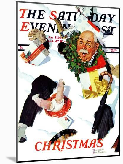 "White Christmas" Saturday Evening Post Cover, December 25,1937-Norman Rockwell-Mounted Giclee Print