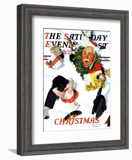 "White Christmas" Saturday Evening Post Cover, December 25,1937-Norman Rockwell-Framed Giclee Print